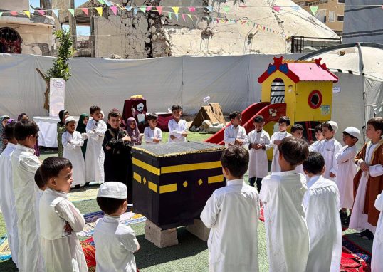 Children perform ‘mini Hajj’ in Gaza as Israel blocks pilgrims