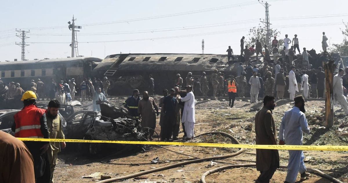 Blast targeting train carrying military personnel kills dozens in southwest Pakistan
