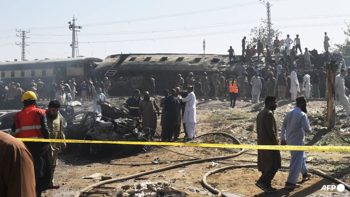 Blast targeting train carrying military personnel kills dozens in southwest Pakistan